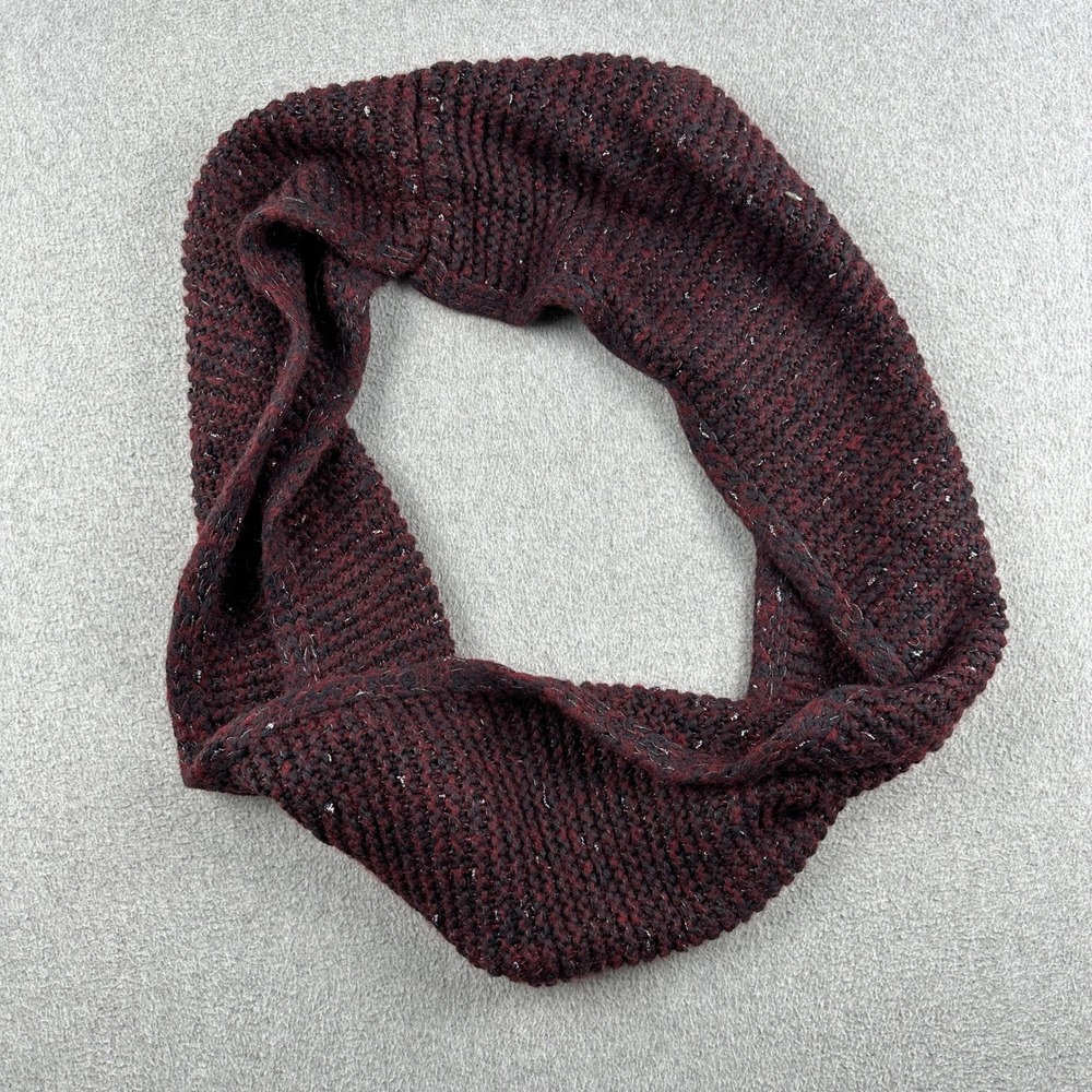 Infinity Scarf Womens OS Burgundy Wool Blend Made in Italy Sparkle